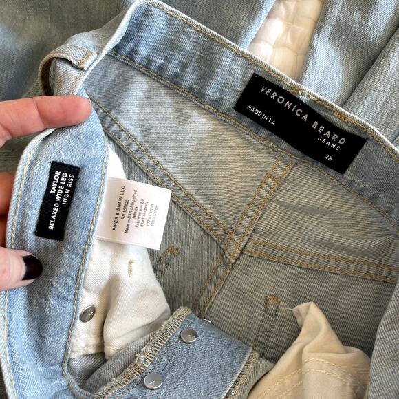 Veronica Beard Taylor Relaxed Wide Leg High Rise Jean in Aire Size 28 Light Blue - Picture 16 of 16